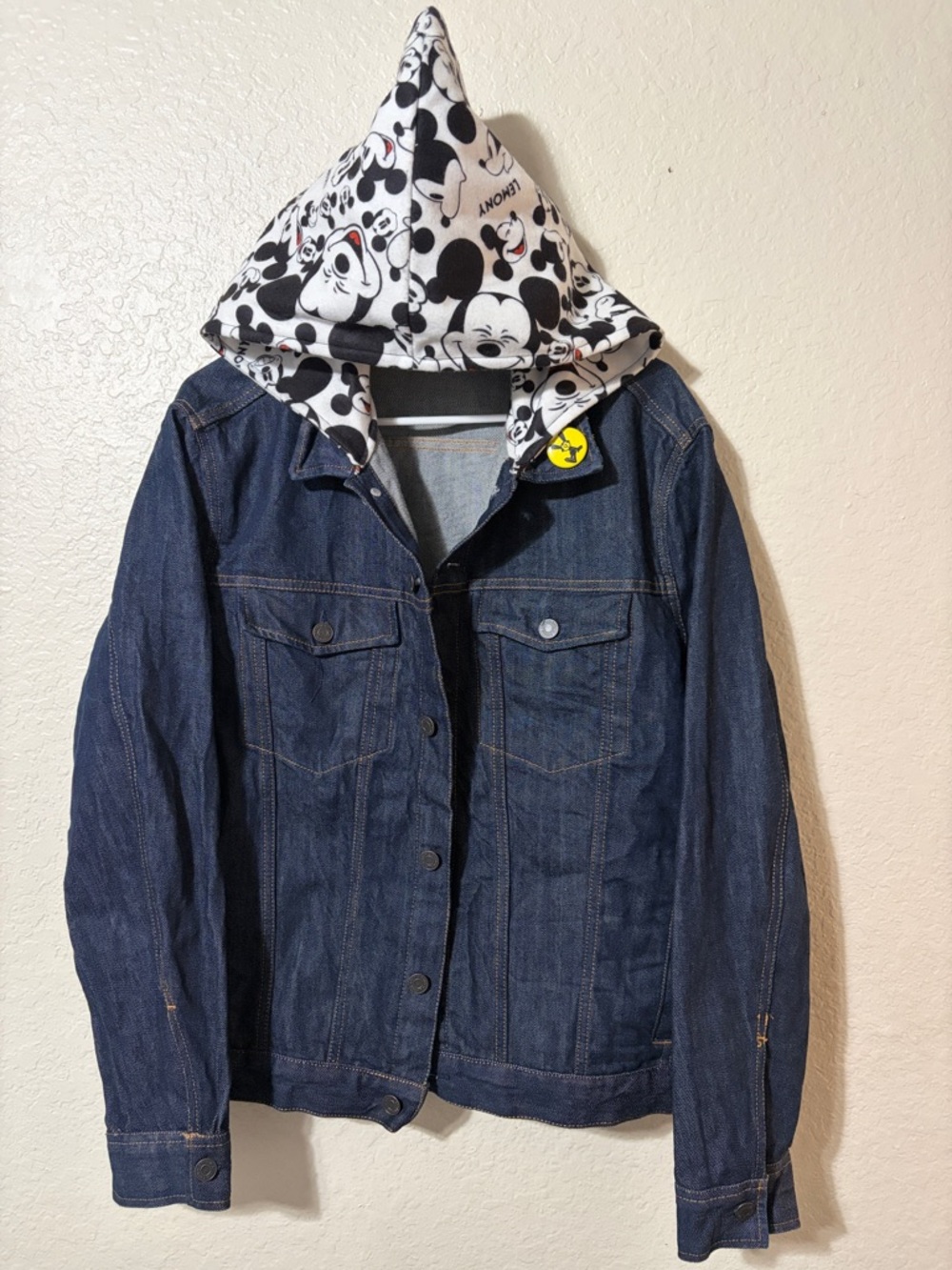 The Rabbits Los Angeles- Adult Dark Blue Denim Jacket with Mickey Print Hood